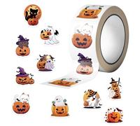Lpoppcx Pegatinas De Halloween, 500 Piezas con Forma de Cara de Calabaza para Sellos de Sobres de Fiesta, Etiquetas para Sellado, Para Diario, Álbum, Decoración, Tarjetas, Favor De Fiesta