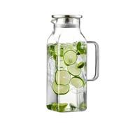 Lpoppcx Pitcher de Vidrio,Jarro de 2 Litros para Bebidas Frías con Asa y Tapa - Jarra de Té para Uso Doméstico | Para Encimera, Frigorífico, Barbacoa, Picnic y Camping, Té, Limonada, Café y