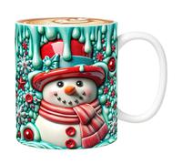 Lpoppcx Taza Navideña, Tazas De Café Navideñas De Cerámica, Vajilla con Diseño 3D de Muñeco de Nieve con Asa para Té Chocolate Bebidas Mujeres Niñas Fiestas Cumpleaños