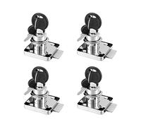 Lpraer Paquete de 4 cerraduras cilíndricas para cajones con llaves, cerraduras de gabinete de 20 mm y acabado cromado, con llave igual con 8 llaves, cerraduras de seguridad para armario, puerta,