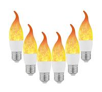Lpraer Paquete de 6 bombillas LED E27 con efecto de llama, 3 modos, punta de llama parpadeante, bombillas de candelabro blanco cálido para decoración de fiestas de vacaciones