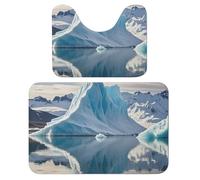 LPSADGF Blue Iceberg - Juego de 2 alfombras de baño suaves, en forma de U, 15.7 x 23.6 pulgadas, tapete de secado rápido para baño, bañera, lavable, súper absorbente