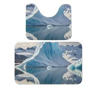 LPSADGF Blue Iceberg - Juego de 2 alfombras de baño suaves en forma de U de 19.7 x 31.5 pulgadas, tapete de secado rápido para baño, bañera, lavable, súper absorbente