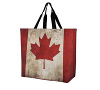 LPSADGF Bolsa de mano con diseño de ciervo para mujer, reutilizable, plegable, bolsa de compras de comestibles, bolso de hombro cruzado, retro bandera de Canadá, 40x40x16cm