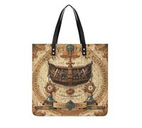 LPSADGF - Bolsas de madera para mujer, bolso de mano de piel con hebilla magnética, bolso casual, Mapa del tesoro antiguo, 39x39cm
