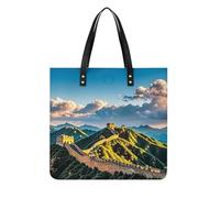 LPSADGF Bolso de mano de piel con diseño de calavera punk rock para mujer, bolsa de maquillaje con hebilla magnética, bolsa casual, The Great Wall Of China, 39x39cm
