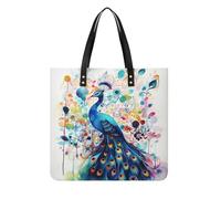 LPSADGF Bolso de mano de piel con diseño de pavo real de color para mujer, bolsa de maquillaje con diseño de hebilla magnética, bolsa casual