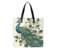 LPSADGF Bolso de mano de piel con diseño de pavo real para mujer, bolsa de maquillaje con diseño de hebilla magnética, bolsa casual