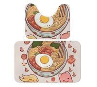 LPSADGF Delicious Sweet Ramen - Juego de 2 alfombras de baño suaves en forma de U de 19.7 x 31.5 pulgadas, tapete de secado rápido para baño, bañera, lavable, súper absorbente