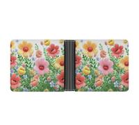 LPSADGF Dove Sun Art - Cartera de piel para hombre, clip para dinero, con 6 ranuras para tarjetas, 2 bolsillos ocultos, Flor feliz, Talla única, Moderno
