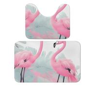 LPSADGF Love Flamingo - Juego de 2 alfombras de baño suaves en forma de U de 19.7 x 31.5 pulgadas, tapete de secado rápido para baño, bañera, lavable, súper absorbente