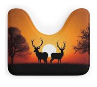 LPSADGF Nature Sunset Deer - Tapete para inodoro en forma de U, ultrasuave, superabsorbente, con parte trasera antideslizante, de secado rápido, lavable, para base ovalada, se adapta a la mayoría de