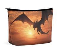 LPSADGF Neceser para mujer, diseño de dragón volador, con cremallera, ligero, bonito organizador de maquillaje para viajes, accesorios, artículos esenciales, Sea Sunset Flying Dragon, Talla única