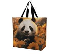 LPSADGF Sea Sunset Flying Dragon - Bolsa de mano para mujer, reutilizable, plegable, bolsa de compras de comestibles, bolso de hombro cruzado, Panda y girasol, 40x40x16cm