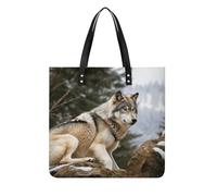 LPSADGF Sea Sunset Flying Dragon - Bolsas de mano de piel para mujer, bolsa de maquillaje con hebilla magnética, bolsa casual, Snow Mountain Wild Wolf, 39x39cm