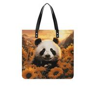 LPSADGF Sea Sunset Flying Dragon - Bolso de mano de piel para mujer, bolsa de maquillaje con diseño de hebilla magnética, bolsa casual, Panda y girasol, 39x39cm