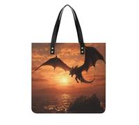 LPSADGF Sea Sunset Flying Dragon - Bolso de mano de piel para mujer, bolsa de maquillaje con diseño de hebilla magnética, bolsa casual, Sea Sunset Flying Dragon, 39x39cm