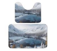 LPSADGF Winter Mountains Snow Scene - Juego de 2 alfombras de baño suaves en forma de U de 19.7 x 31.5 pulgadas, tapete de secado rápido para baño, bañera, lavable, súper absorbente
