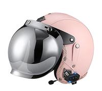 LPXPLP Bluetooth Integrado Medio Abierto Casco de Moto, ECE Homologado Casco Moto Jet Scooter para Mujer Hombre Adultos, con un Micrófono Incorporado Visera G,S