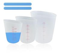 LPZMPZ Vasos Medidores de Silicona 3 Pcs Vaso Silicona Resina Epoxi con Escala, Vasos Medidores Antiadherentes para Resina 125 250 500 ml para Bricolaje, Manualidades, Laboratorio, Cocina