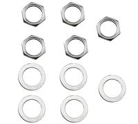LQ Industrial Juego de 5 tuercas hexagonales y arandelas plateadas para guitarra eléctrica y bajo, piezas de repuesto