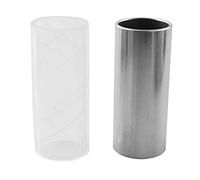 LQ Industrial Juego de toboganes para dedos de guitarra de 60 mm de cristal y tobogán de acero inoxidable en caja para guitarra y bajo