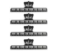 LQ Industrial Soporte para páginas de música, 4 unidades, 15 mm, plástico negro, clips fijos para papel de libro, abrazaderas para notas musicales, guitarra, violín, piano