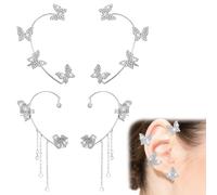 LQIOACU 2 Pares Pendientes de oreja de elfo gótico Pendientes de oreja de gato de oro Pendientes de escalador de oreja de elfos punk Pendientes de cartílago sin perforación Pendientes