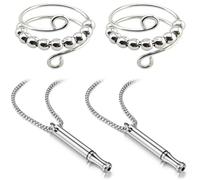 LQIOACU 2 Piezas Collar Respiratorio de Plata, Collar Antiestrés Consciente, para Meditación, Relajación, Calmar, Ralentizar la Respiración, Con 2 Anillos