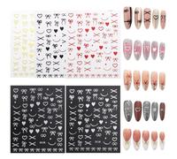 LQIOACU 5 Piezas de decoraciones de uñas con lazo de amor, pegatinas para uñas, pegatinas para uñas, lazos de regalo adhesivos, para el día de la madre y el día de San Valentín, A