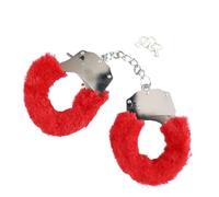LQIOACU Esposas de Acero Inoxidable con Peluche, Ajustables, Dos Métodos de Desbloqueo, Perfectas para Policías y Ladrones, Halloween o Fiestas de Cumpleaños (Rojo)