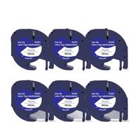 LQNXAVUD 6pcs de 12 mm Negro en Cinta de etiquetado Transparente Compatible con reemplazo de Labeller LT100H para 12267 16952 16951 Modelos de Cinta de plástico Universal(Black on White 91201)