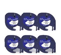 LQNXAVUD 6pcs de 12 mm Negro en Cinta de etiquetado Transparente Compatible con reemplazo de Labeller LT100H para 12267 16952 16951 Modelos de Cinta de plástico Universal(Black on White 91200)