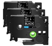 LQNXAVUD Cintas de Etiqueta Negra en Blanca 1PK-10PK para TZ 335 TZE-335 Las Cintas de Etiqueta estándar compatibles de 12 mm Funcionan con Fabricantes de Etiquetas PT-1000(4Pcs-White on Black)