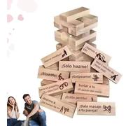 LQQDREX Juego de Torre de Bloques traviesos de 48 Piezas, Sex español, Juego De Torre De Lujuria,Bloques apilables de Torre para Parejas, Juego de Bloques apilables de Torre de San Valentín