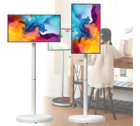LQQYJSM Televisor Inteligente Portátil, Soporte Móvil TV | Monitor Táctil Pie | Televisor Inalámbrico con Ruedas | Batería Integrada, Rotación Completa, 8 GB Ram + 128 GB Almacenamiento 32inches