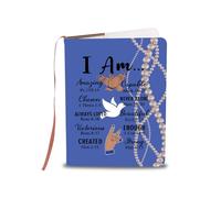 LQRI Sorority Gift Finer Women I Am Beautiful Bible Verse Leather Notebook Blue And White Sorority Graduation Journal Notebook (Blue-I Am Beautiful)