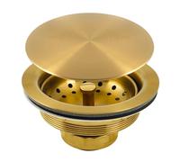LQS Conjunto de Drenaje para Fregadero de Cocina, colador de Cesta de Drenaje de Fregadero, Cesta de colador extraíble de Acero Inoxidable y tapón con Cubierta Plana Decorativa de 3-1/2 Pulgadas
