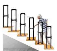 LQSYBHD 6 Piezas Pasamanos de Escalera con Varilla Adicional Barandilla Industrial En Forma de U, Color Negro Mate Pasamanos de Seguridad Antideslizantes para Interiores y Exteriores(Size:3ft/90cm)