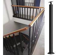 LQSYBHD Columna Cuadrada Pasamanos Escaleras, Negro Hierro Forjado Poste Balaustre Escalera,75cm - 100cm Alto Montaje Piso Seguridad Pasamano Escalera, Pilar Barandilla para Balcó(Size:100cm/39.3inch)