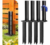 LQSYBHD Kit de Reparación de Postes para Cercas Estaca de Anclaje Al Suelo de Alta Resistencia para Postes de Madera Inclinados o Rotos Poste de Acero Reforzado para Cercas Negro(Size:4pcs)