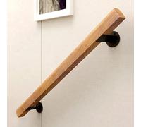 LQSYBHD Pasamanos De Madera, Con Soportes Metálicos - Kit Completo, Barandilla Escalera de Madera Natural, Antideslizantes, Semicirculares,Barandilla de Pared Seguridad Para Personas(Size:4.6ft/140cm)