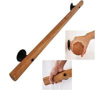 LQSYBHD Pasamanos de Madera de 50-120 Cm,Interiores Exteriores Pasamanos para Escaleras Antideslizante,Barandilla Montada En la Pared con 2 Soportes para Villa Loft Corredor Ático(Size:120cm/3.9ft)