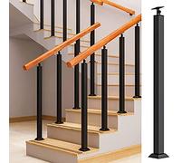 LQSYBHD Poste de Balaustre de Hierro Forjado para Pasamanos de Escaleras Barandilla de Cubierta de Barandilla del Desván,Poste de Barandilla de Montaje Cuadrado(Size:65cm/25.6inch,Color:4 cm Diameter)