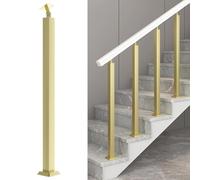 LQSYBHD Poste de Barandilla de Escalera, Husillos Metálicos Cuadrados, Soporte de ángulo Ajustable de 270° con Kit de Tornillos, para Terraza, Balcón, Escalera, Decorac(Size:3.28ft/100cm,Color:dorado)