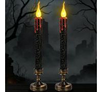 LQTSLFM 2 Piezas Velas LED Halloween 24.5cm Velas Halloween Sin Llama Gotean Sangre Negras LED Candle con Pilas para Fiesta, Regalos, Decoracion Casa