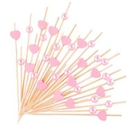 LQTSLFM 200 Piezas Palillos para Aperitivos Corazo, Brochetas de Cóctel Corazón, Fiesta Palillos Decorativos de Madera para Frutas Postres Comida San Valentín Bodas Decoración (Rosa-B)