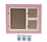 Lquminesque Marco de recuerdo con huella de pata de y gato, marco para fotos conmemorativas de mascotas, kit de huellas de pata para hacerlo tú mismo con arcilla no tóxica para dueños de (marco rosa)