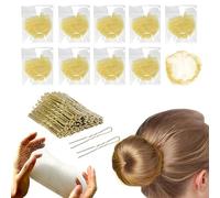 LQUYTA 10 Piezas Redes para Moños, 50 Pasadores en Forma de U, Mallas Elásticas Redecilla Moño Ballet, para Moño para Niñas, Bailarinas de Ballet, Chefs, Enfermeras, Asistentes de Vuelo