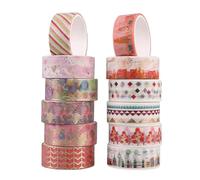 LQUYTA 12 Rollos Washi Tape Cinta de Enmascarar Set 1.5cm×2m DIY Adecuado para Empaque de Regalo Cartón Pegado Ocultación Imperfecciones (Colorido)